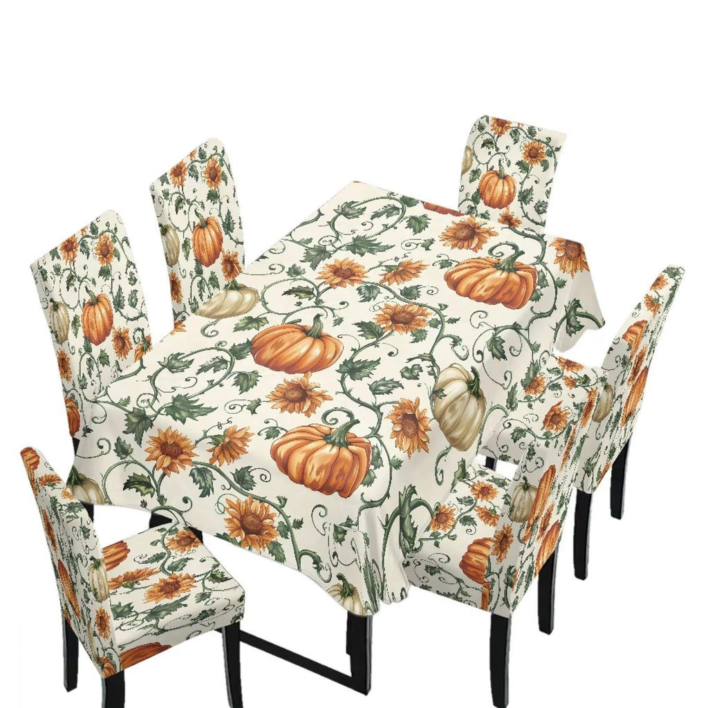 Thanksgiving Rectangle Table Cloth with Dining Chair Cover
