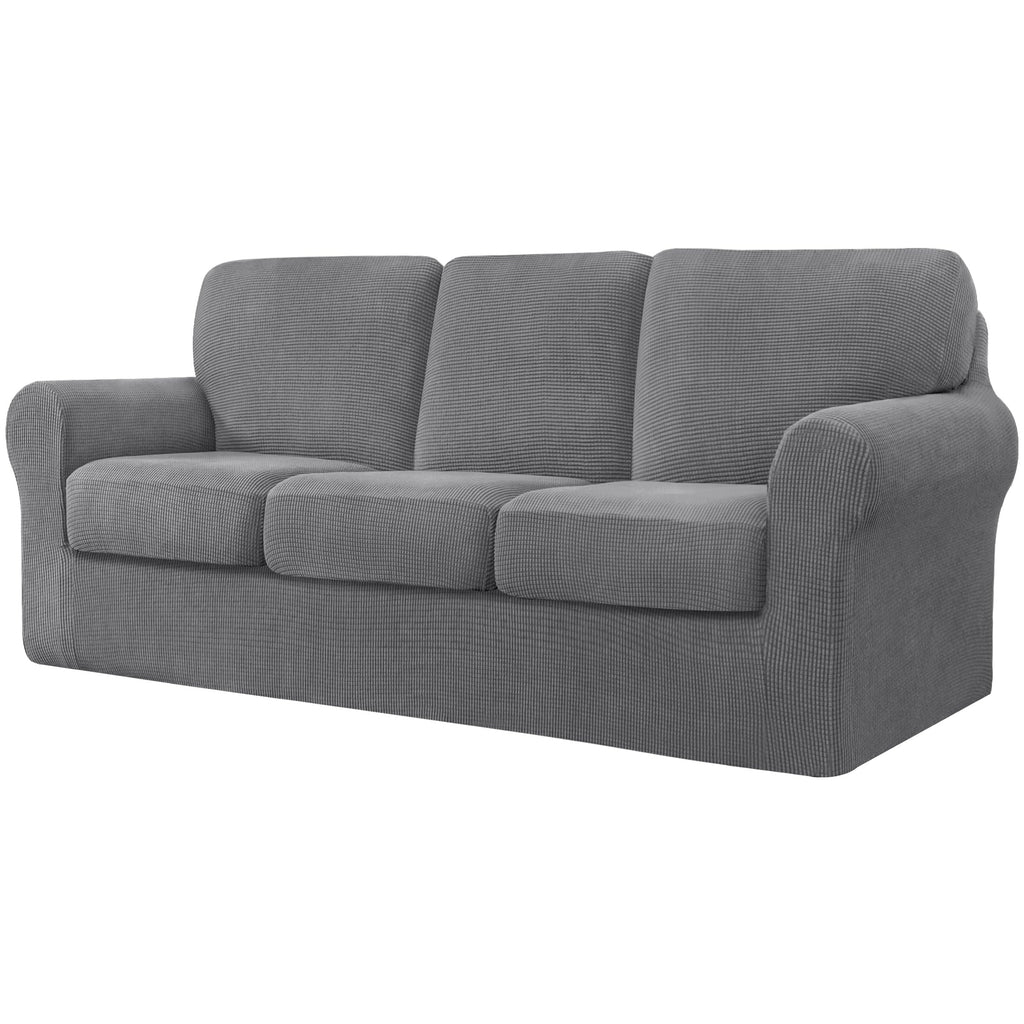 CHUN YI 5 Piece Stretch Couch Covers for Sofa, Loveseat, Khaki
