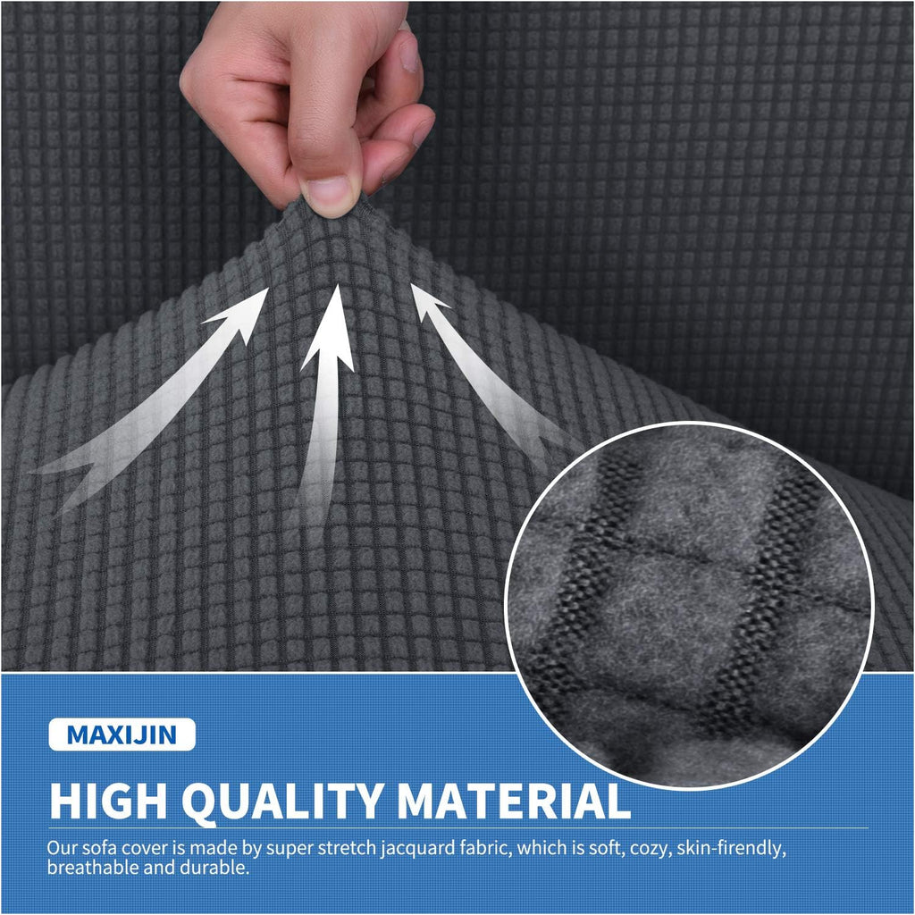 MAXIJIN 2 Piece Couch Covers for 2 Cushion Couch Super Stretch Loveseat Slipcover Dogs Pet Proof Fitted Furniture Protector Spandex Non Slip Sofa Love Seat Cover Washable (Loveseat, Gray)