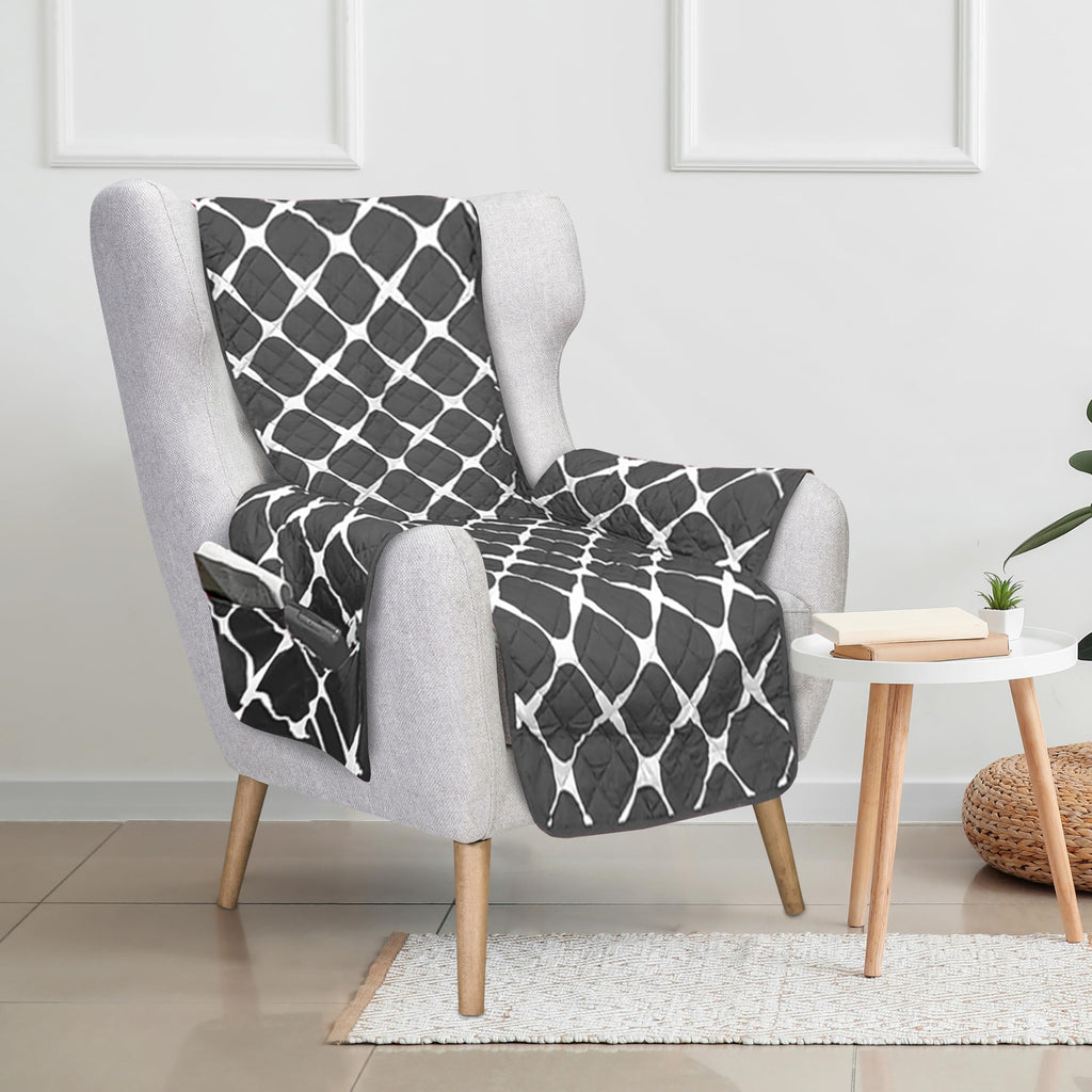 Elegant Comfort Quilted Furniture Protectors Solid and Printed Design Reversible Slipcovers Featuring Elastic Straps and Smart Pockets Great for Pets, and More, Bloomingdale Loveseat, Cream/Taupe