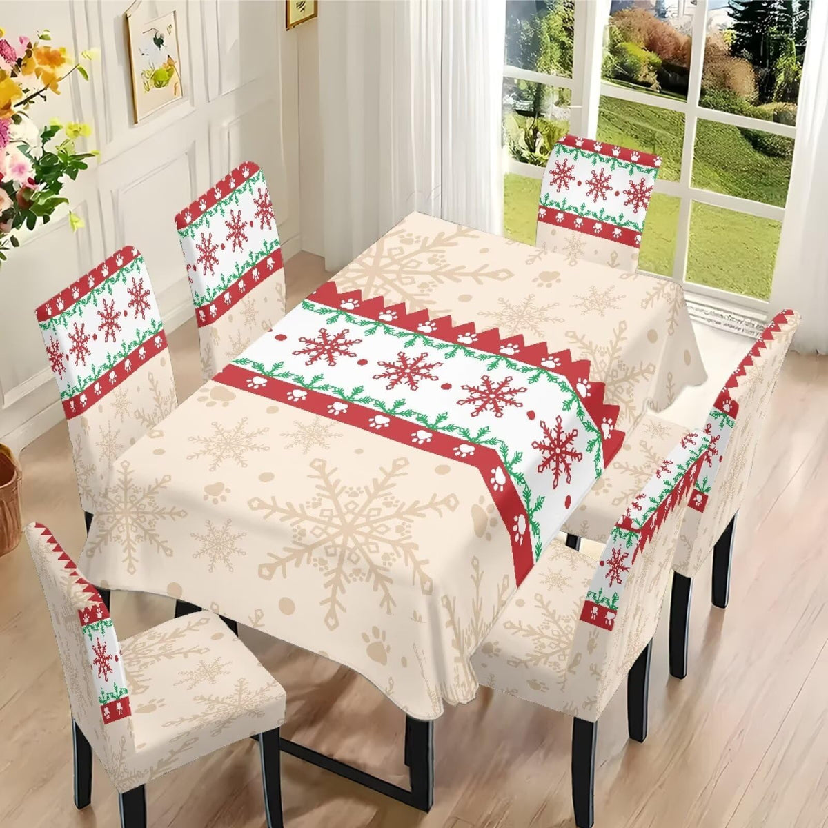 ZDCUSTOM Vintage Table and Chair Covers for Parties Stylish Dining Chairs Cover Washable Cozy Tablecloths Rectangular for Home Party Weeding