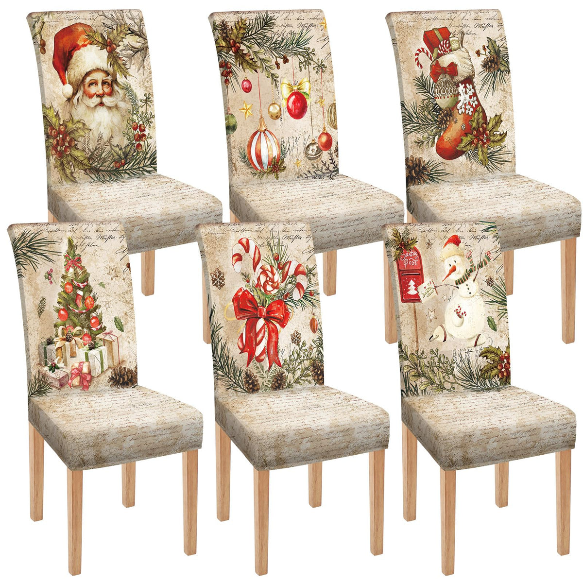 Moukeren 6 Pcs Halloween Chair Covers Scary Dining Chair Slipcovers