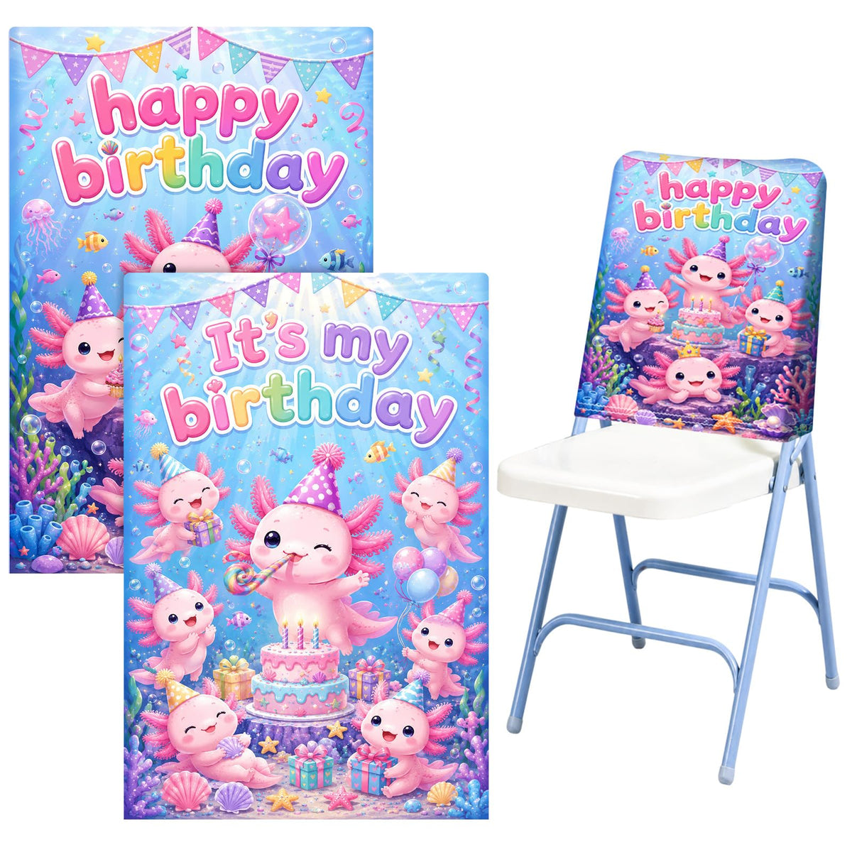 Set of 2 Happy Birthday Chair Covers for Classroom 16.5x22.4 Inch