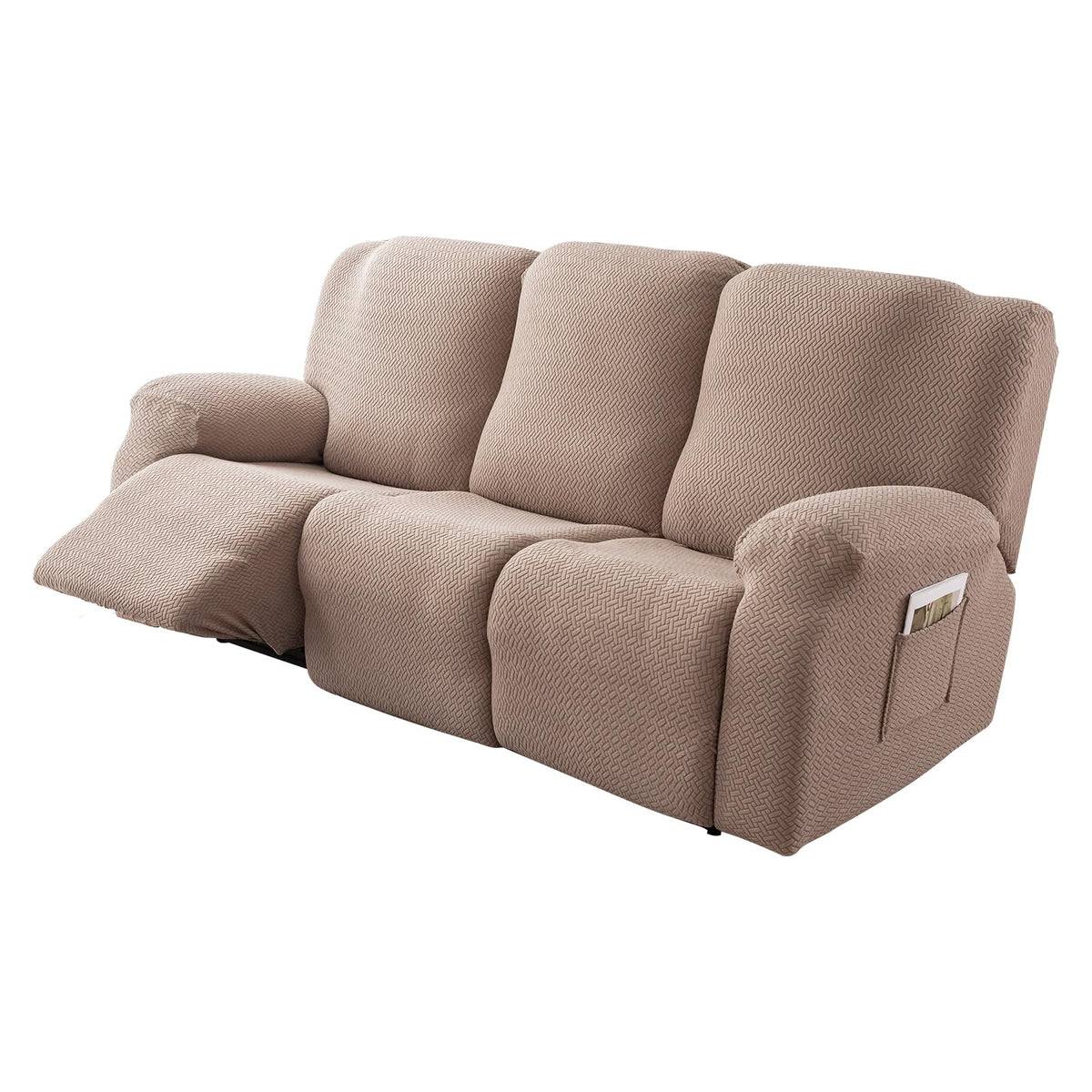 Genina Recliner Loveseat Covers with Console,2 Seater,Beige