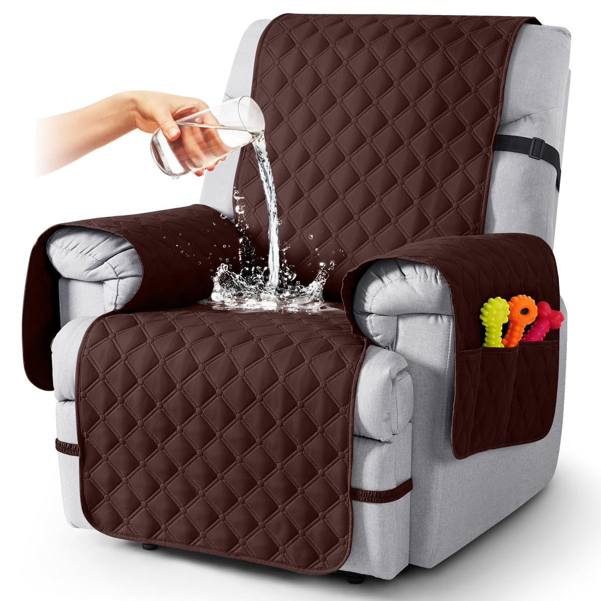 TAOCOCO 100% Waterproof Loveseat Recliner Covers Reversible, Charcoal Gray