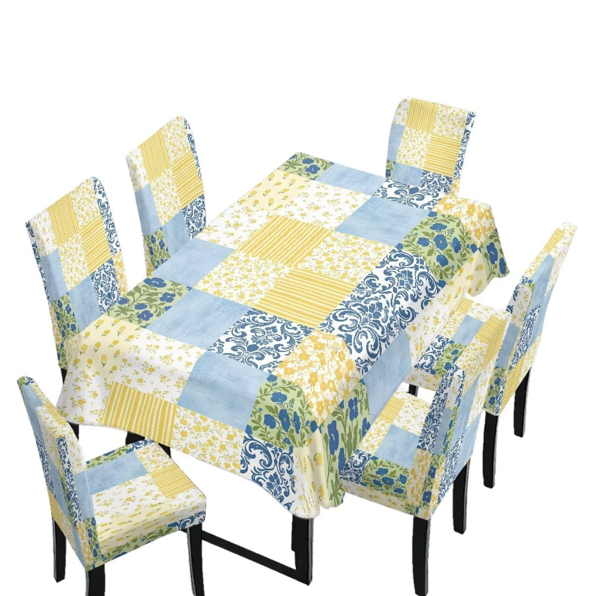 GLENLCWE Monstera Leaf Universal Dining Table Cover with Chairs Dining Table Cover with Chair Covers 7 Pcs, Dust Proof Green Kitchen Party Stretch Elastic Bottom Slipcovers