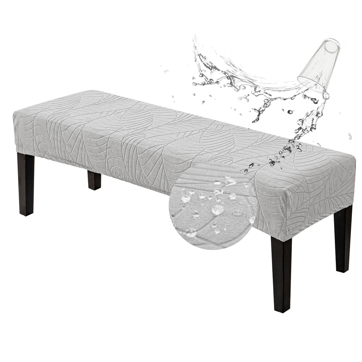 Genina Waterproof Dining Room Bench Covers,Stretch Bench Cover,Beige