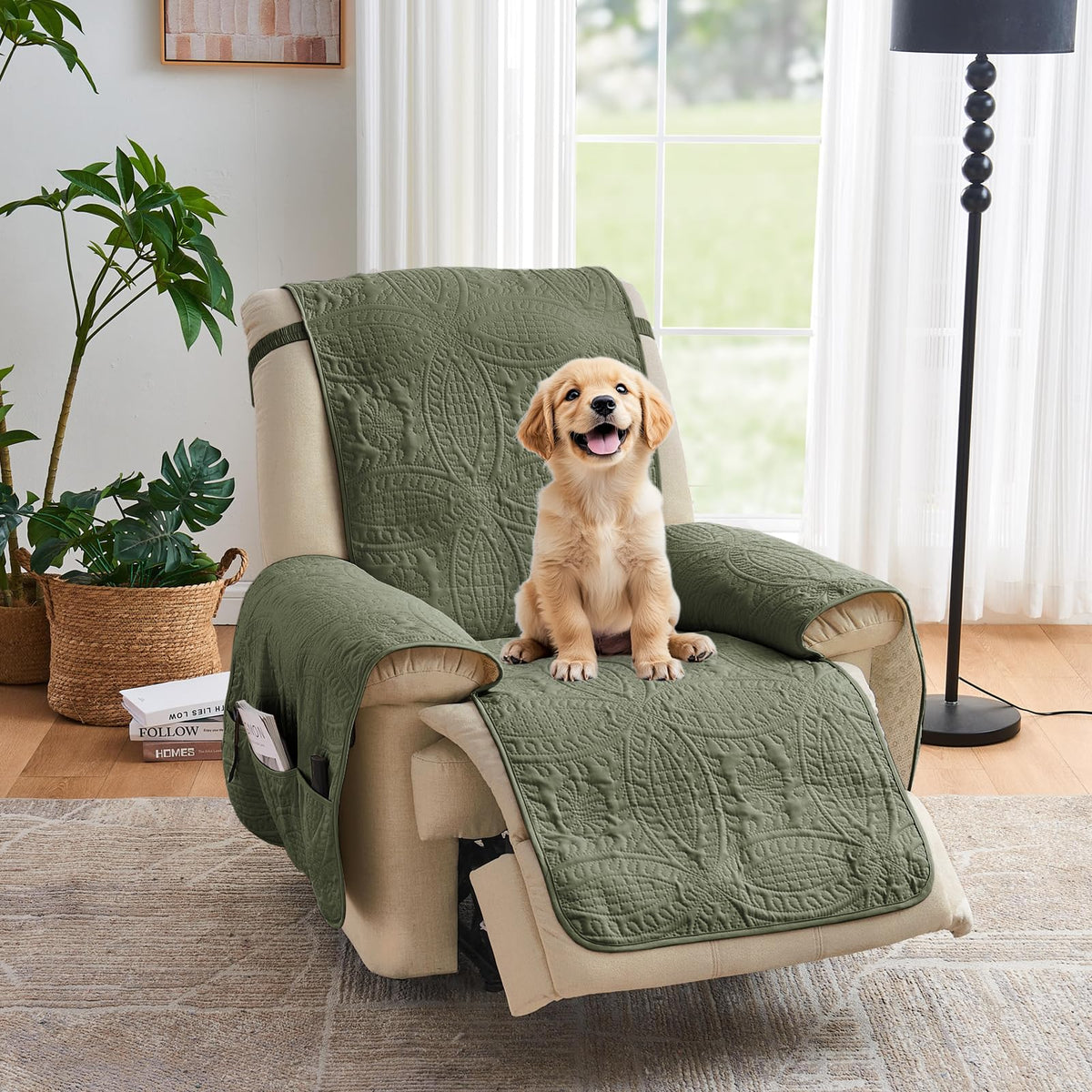 Beige Loveseat Covers for 2 Cushion Couch, Water-Repellent Quilted Covers for Sofa, Machine Washable Love Seat Couch Covers, Pet Friendly Loveseat Slipcovers (Loveseat 48", Beige Cream)