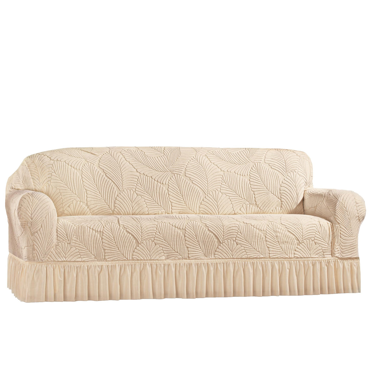 Collections Etc Textured Leaf Design Ruffled Skirt Slipcover