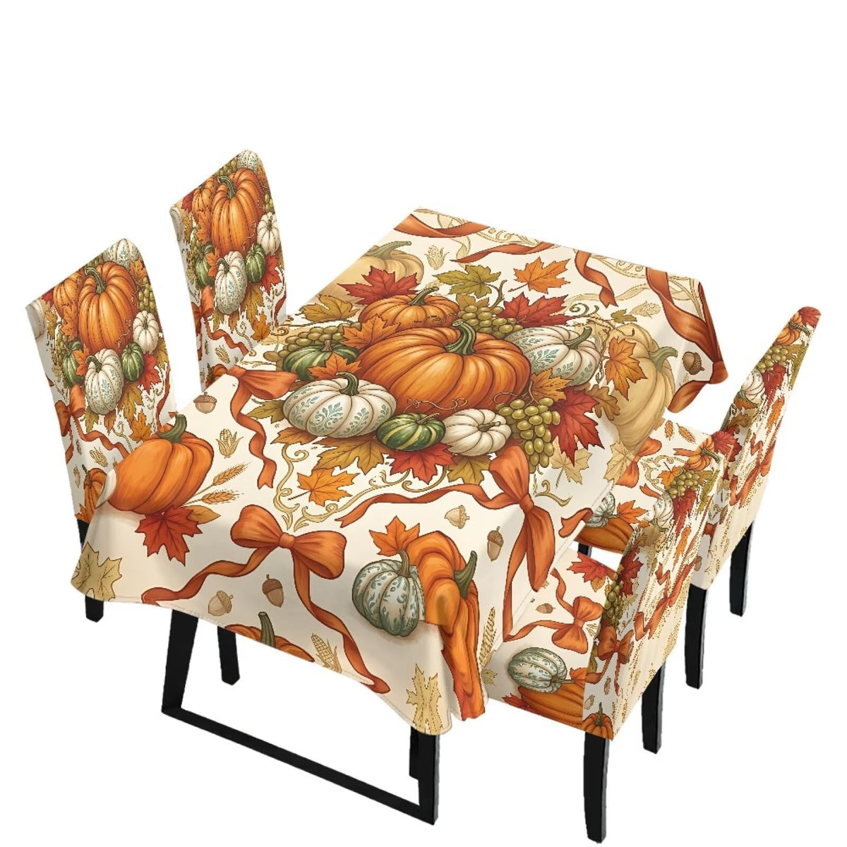 Thanksgiving Rectangle Table Cloth with Dining Chair Cover