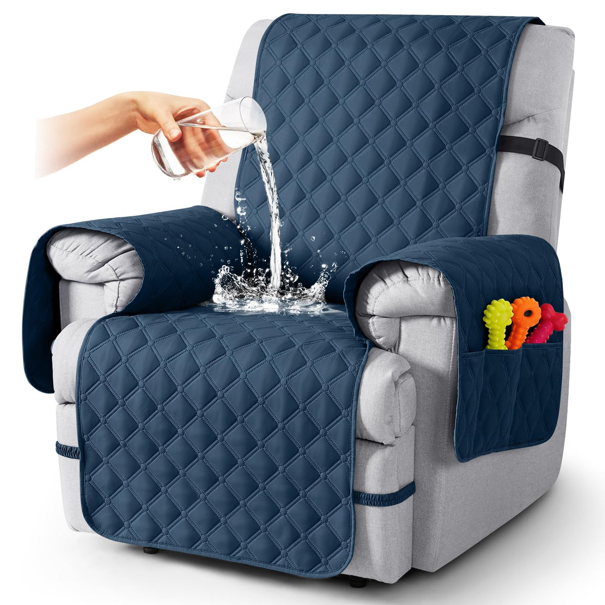 TAOCOCO 100% Waterproof Loveseat Recliner Covers Reversible, Charcoal Gray
