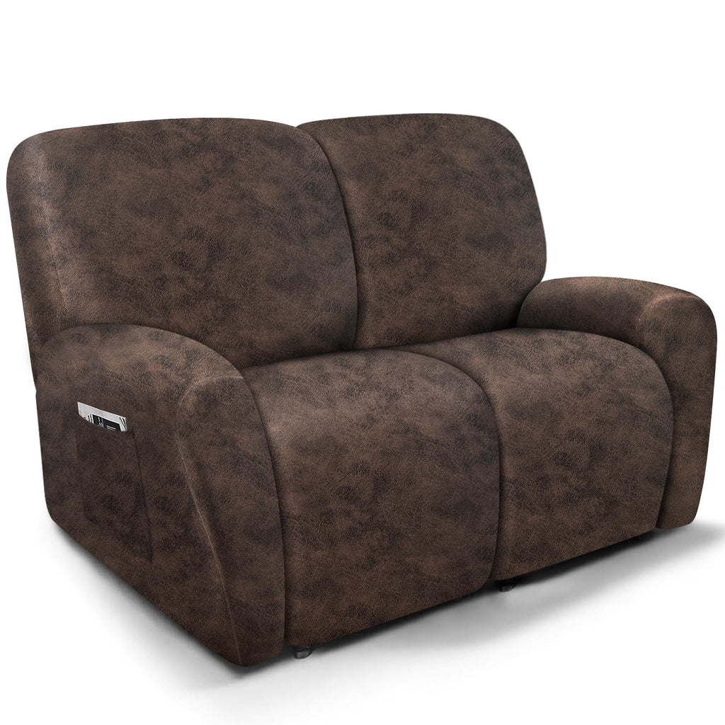 molasofa Leather Like Additional Recliner Console Cover for Reclining Loveseat Covers Stretch Jacquard Middle Consolefor Recliner Couch(Dark Brown)