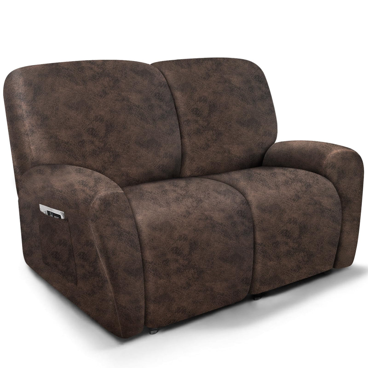 molasofa Leather Like Additional Recliner Console Cover for Reclining Loveseat Covers Stretch Jacquard Middle Consolefor Recliner Couch(Dark Brown)