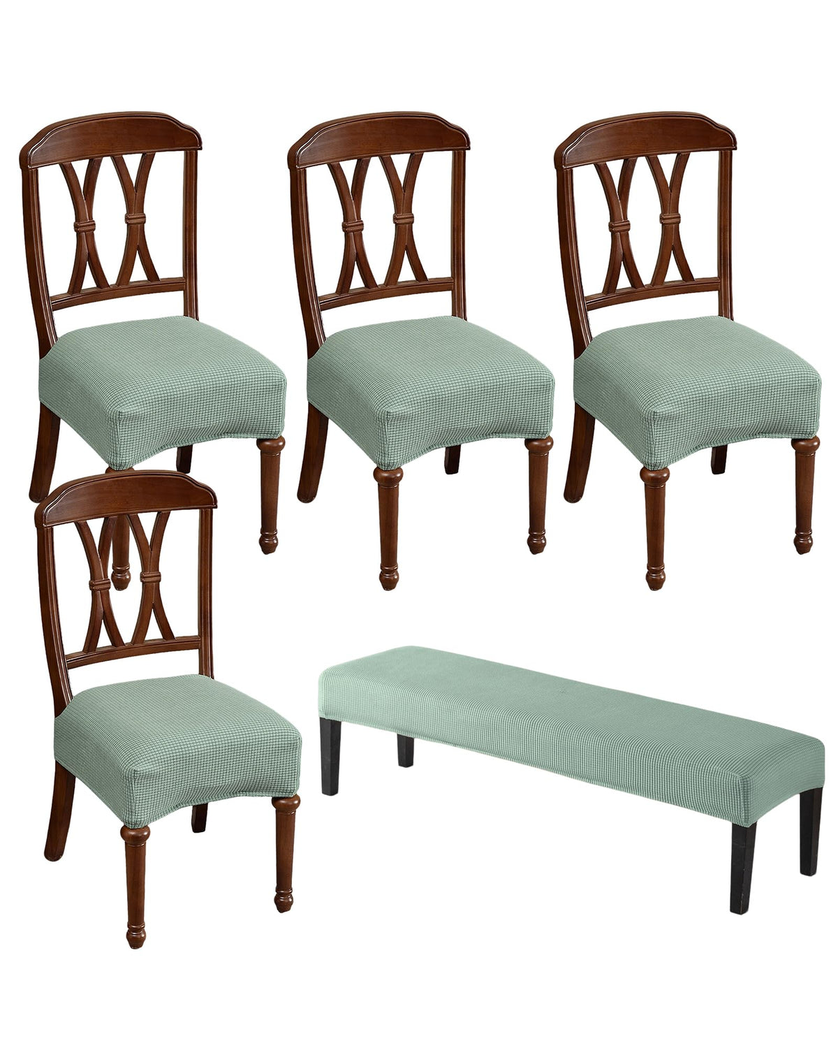 CRFATOP Dining Chair Seat Covers Set of 4 with Stretch Bench Slipcover,04