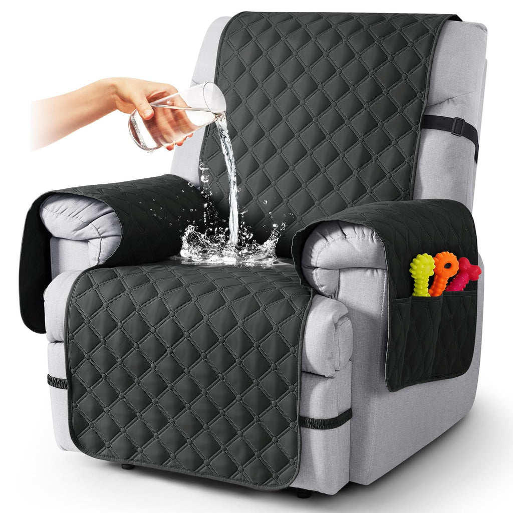 TAOCOCO 100% Waterproof Loveseat Recliner Covers Reversible, Charcoal Gray