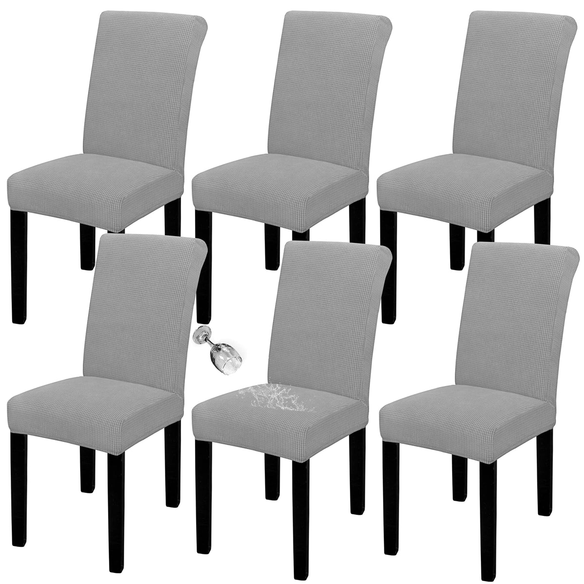 Easy-Going 100% Waterproof Dining Room Chair Covers Set of 6, Large