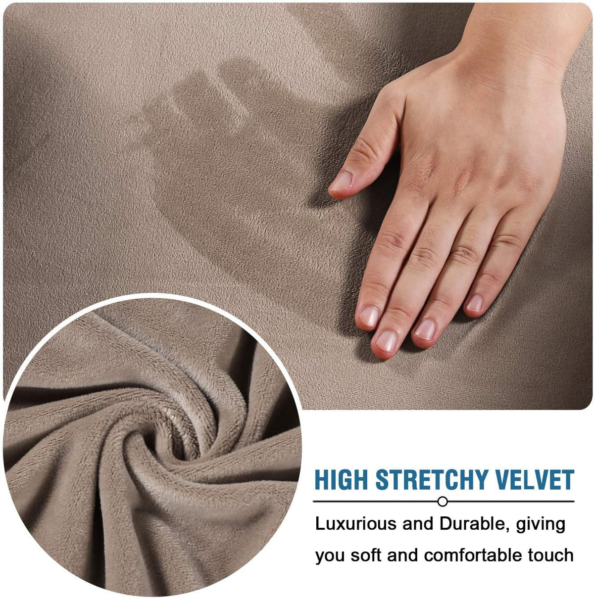H.VERSAILTEX 4 Pieces Velvet Plush Sofa Slipcover Bundle 3 Pieces Velvet Plush Loveseat Cover, Taupe