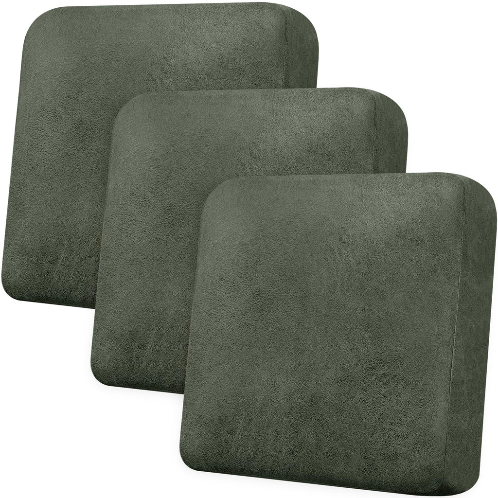Loveseat Cushion Covers Leather-Look 2PC Stretch Love Seat Slipcover Sets for Living Room Individual Couch Seat Protector, Pet-Friendly, Non-Slip, Easy Fit - Coffee