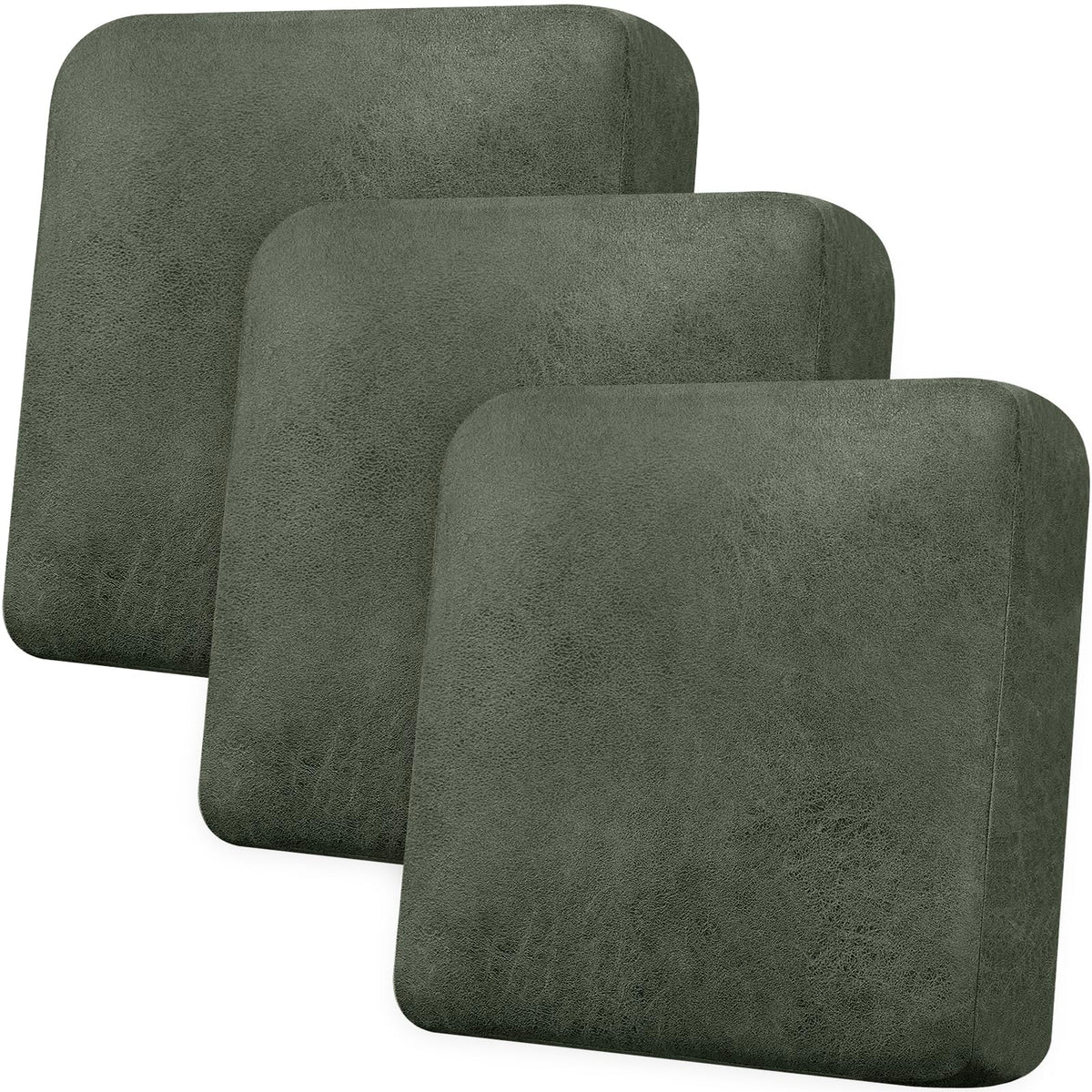 Loveseat Cushion Covers Leather-Look 2PC Stretch Love Seat Slipcover Sets for Living Room Individual Couch Seat Protector, Pet-Friendly, Non-Slip, Easy Fit - Coffee