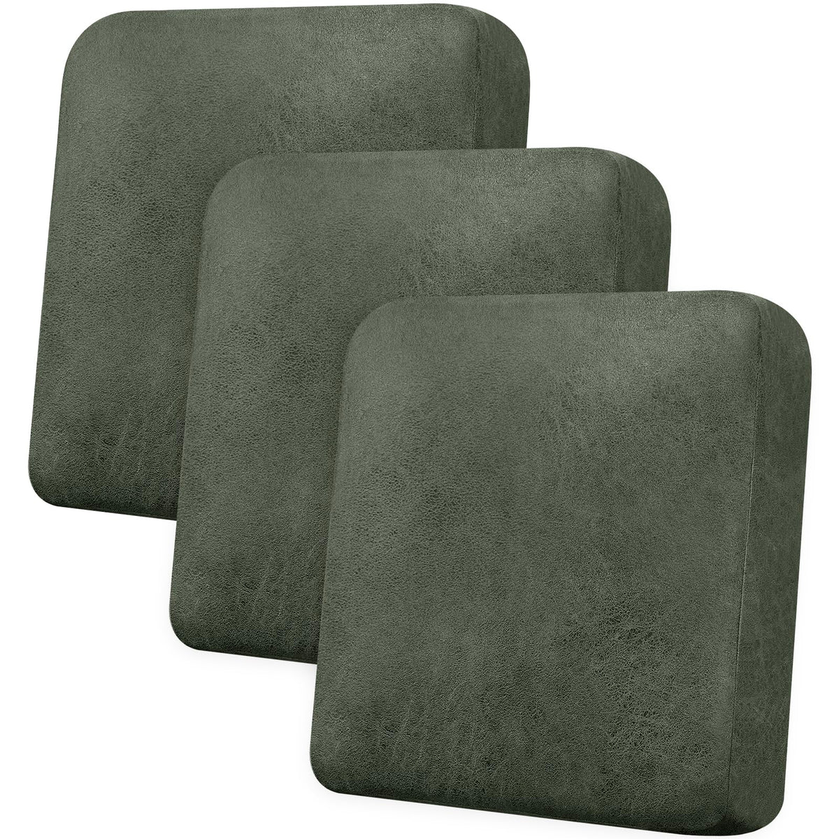 Loveseat Cushion Covers Leather-Look 2PC Stretch Love Seat Slipcover Sets for Living Room Individual Couch Seat Protector, Pet-Friendly, Non-Slip, Easy Fit - Coffee