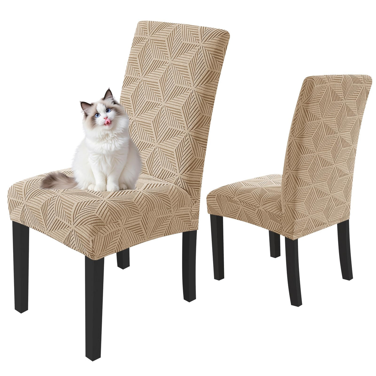 YEMYHOM 2 Packs Latest Checkered Dining Chair Slipcover Parsons Chair Furniture Protector Stretch Chair Covers for Dining Room, Restaurant, Kitchen, Party (Light Gray)