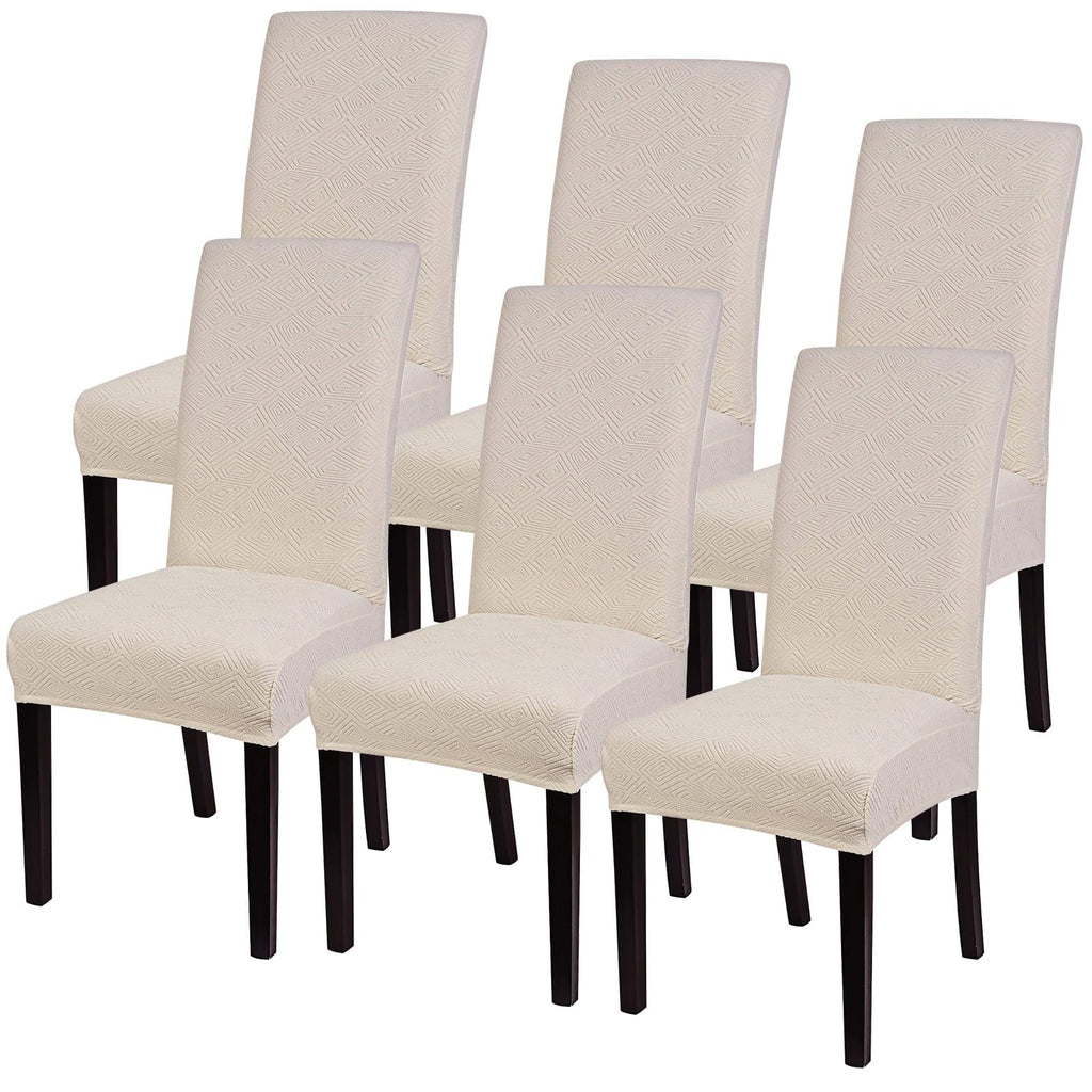 SearchI Chair Covers Slipcovers Set of 4, Spandex Super Fit Stretch Removable Washable Kitchen Parsons Protector for Dining Room,Hotel,Ceremony,Beige+Flowers