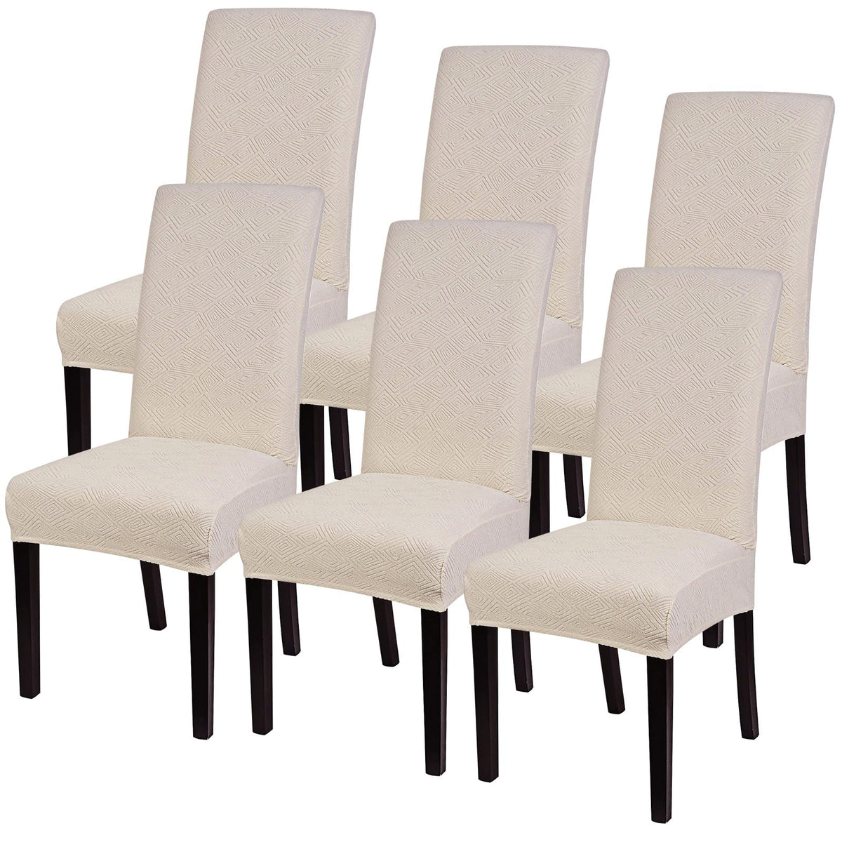 SearchI Chair Covers Slipcovers Set of 4, Spandex Super Fit Stretch Removable Washable Kitchen Parsons Protector for Dining Room,Hotel,Ceremony,Beige+Flowers