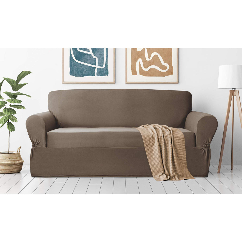 Zenna Home, Chocolate/Brown Furniture Cover: Stretch Plush 1-Piece Loveseat Slipcover (EFCLSTCH)