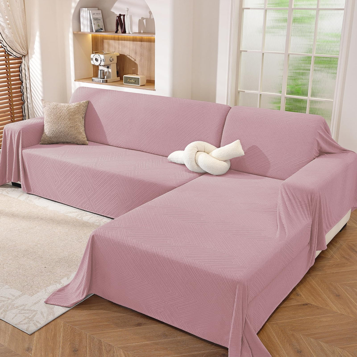 Couch Cover for Dogs, Loveseat 2 Cushion Sofa Cover, Light Grey