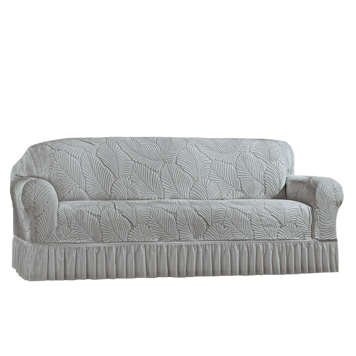 Collections Etc Textured Leaf Design Ruffled Skirt Slipcover