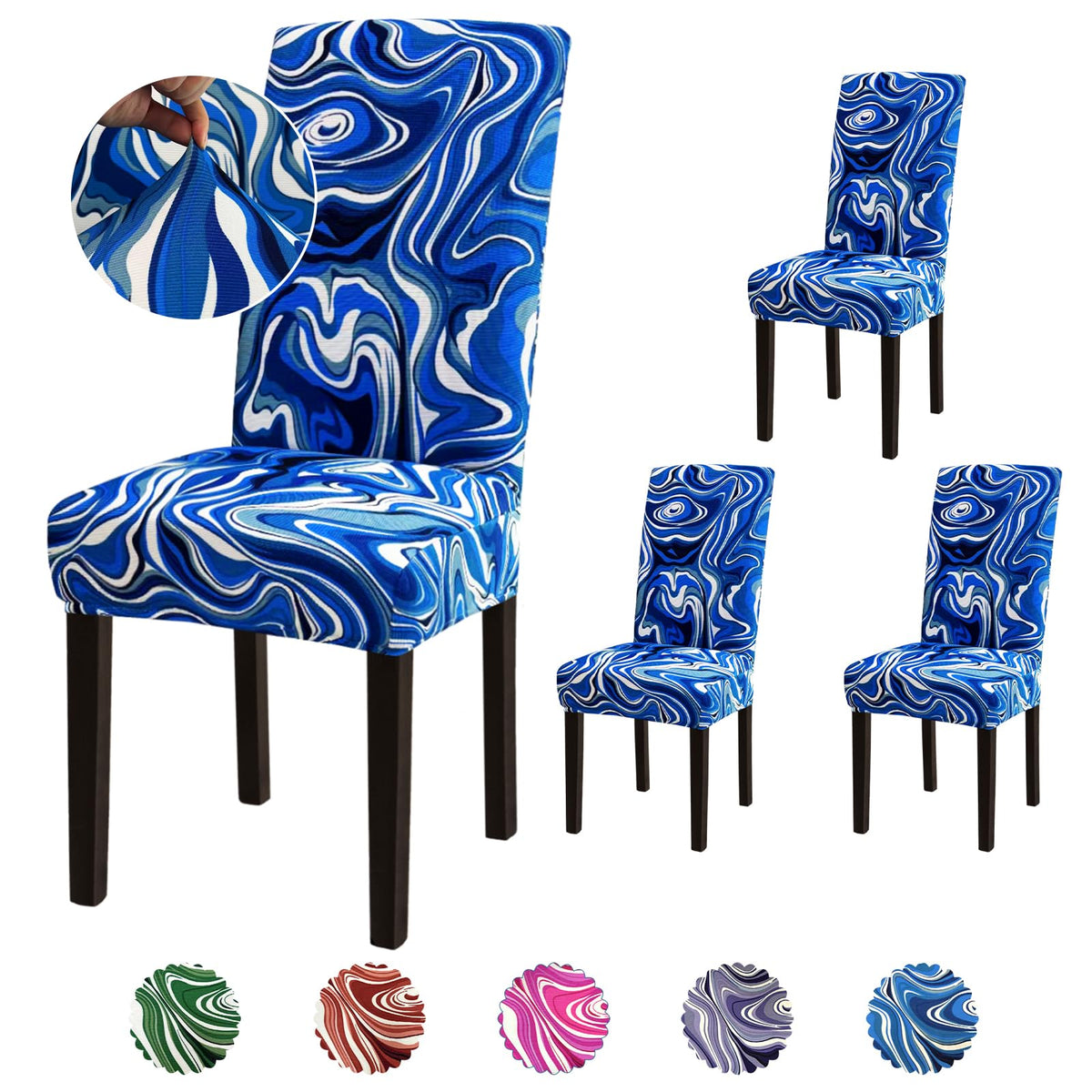 Stretch Dining Room Chair Covers Set of 6, Removable Washable Chair Covers for Dining Chairs,Dining Room, Hotel, Ceremony