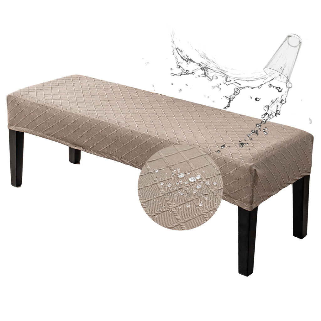 Genina Waterproof Dining Room Bench Covers,Stretch Bench Cover,Beige