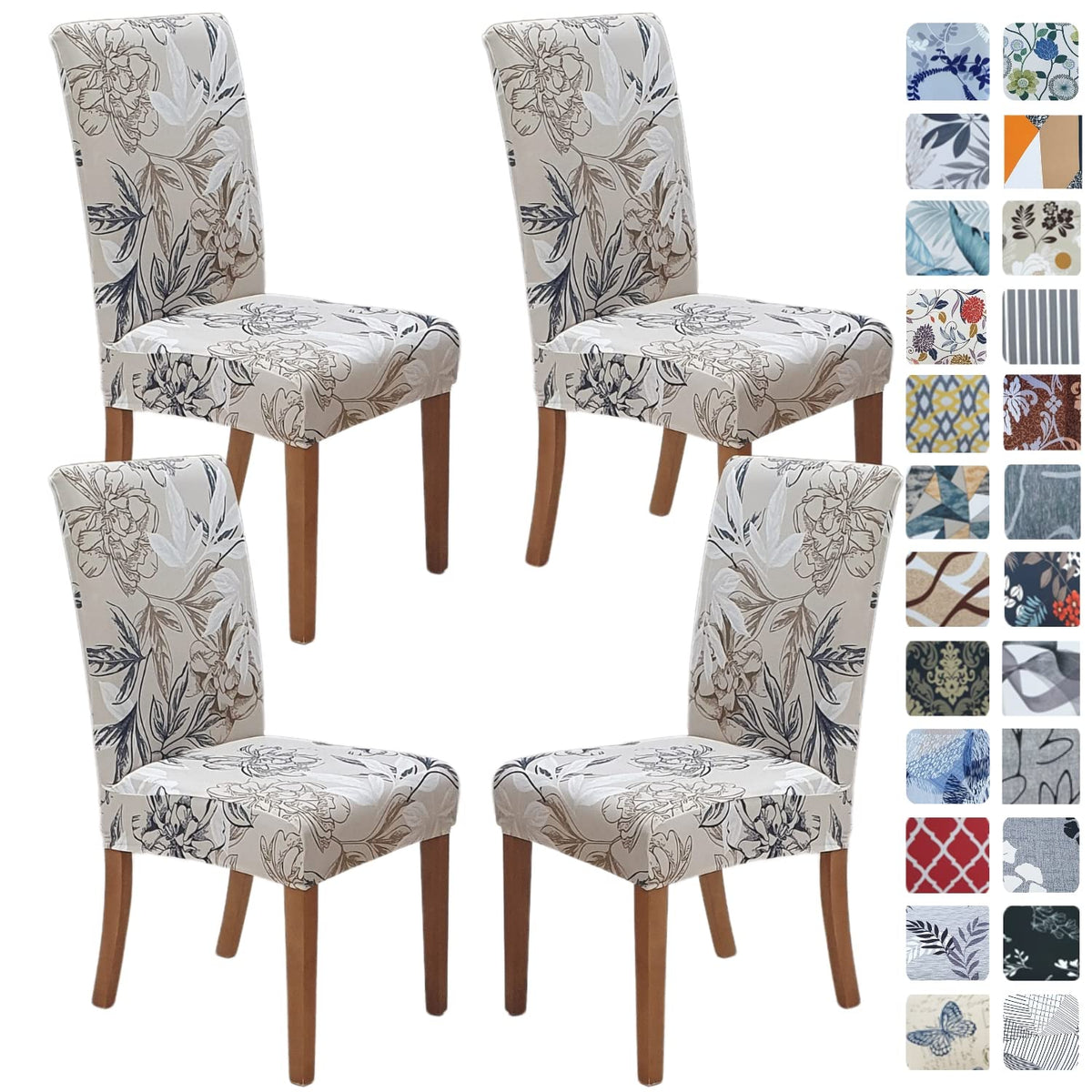 SPRINGRICO Chair Covers for Dining Room Set of 4, Stretch Dining Chair Cover, Washable Spandex Kitchen Parsons Chair Slipcovers, Removable Seat Protector for Home or Party (4 Pack, Lotus Gray)