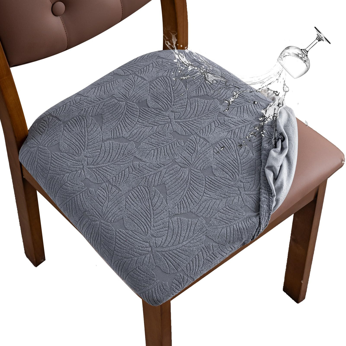 Waterproof Dining Room Chair Covers Set of 6,Taupe,Large
