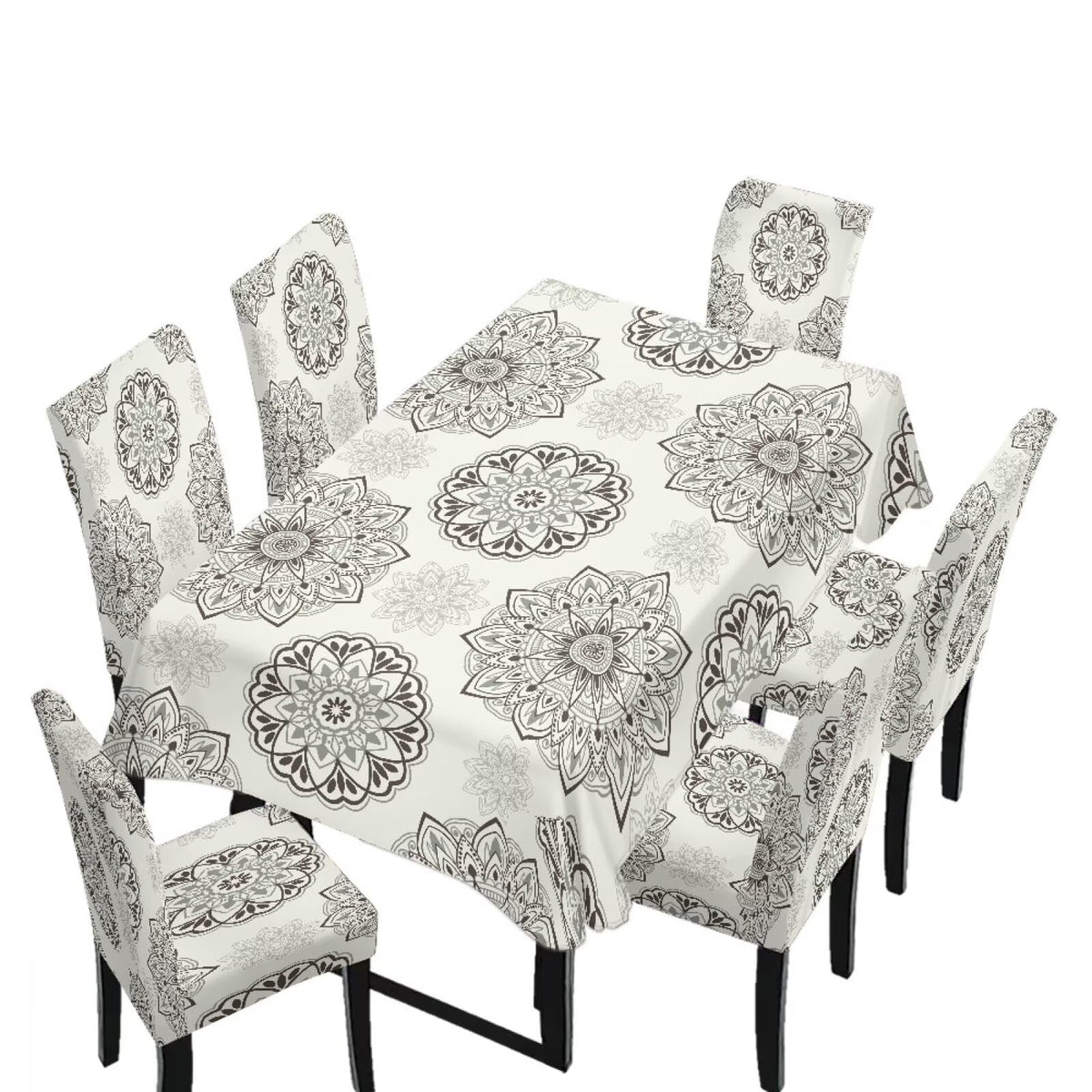 Thanksgiving Themed Dining Room Chair Cover and Tablecloths 5 Packs, Fall Leaf Print Kitchen Chair Seat Slipcovers Anti-Wrinkle Table Protector for Thanksgiving Day Party