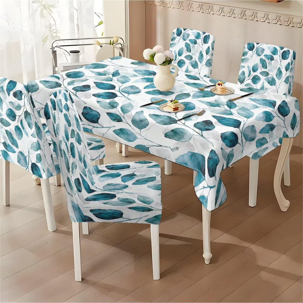 ZDCUSTOM St Patricks Day Table Cloth and Chair Cover Set of 4 Light Green Tablecloths Rectangular Clover Chair Covers for Dining Chairs Stain Resistant Decoration