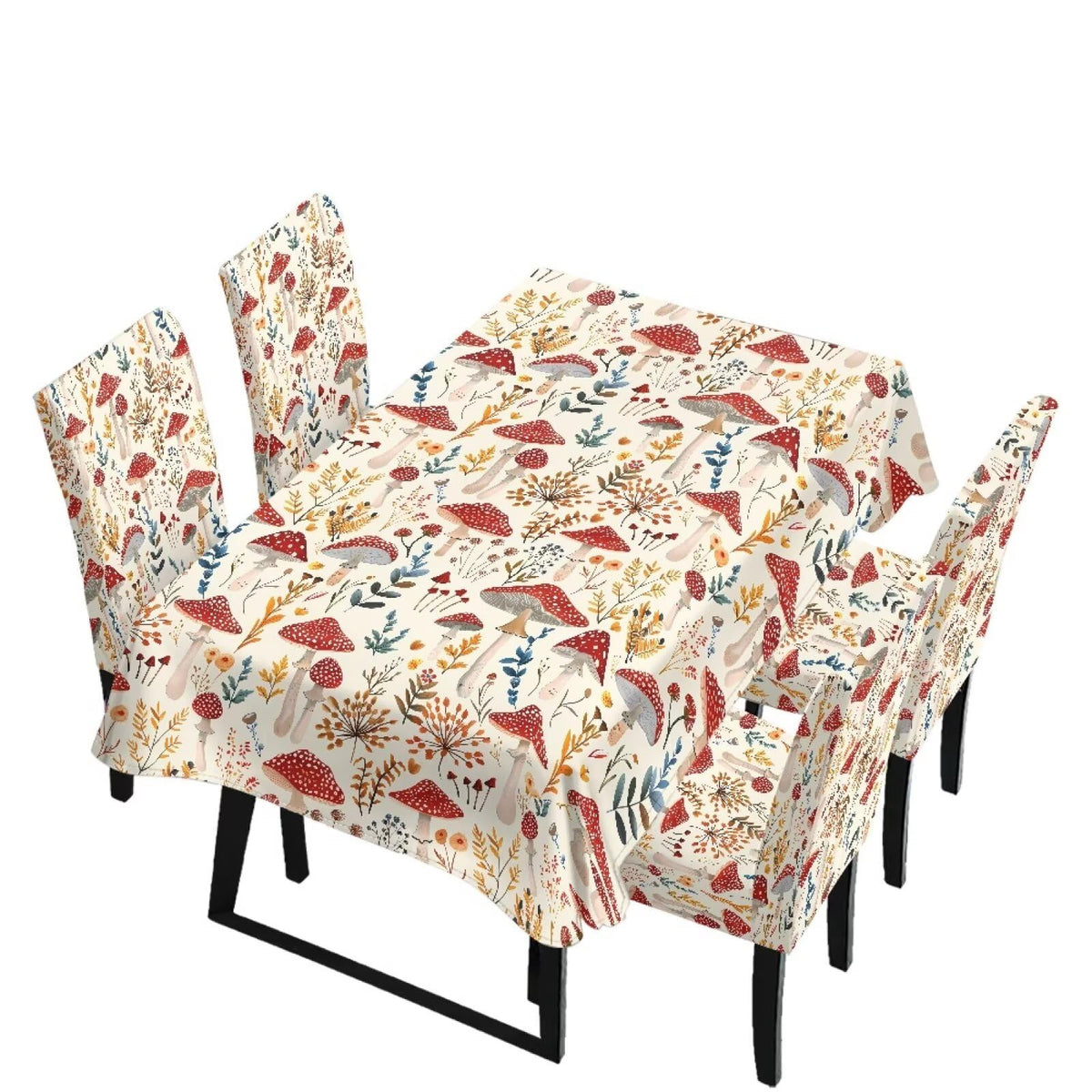Thanksgiving Themed Dining Room Chair Cover and Tablecloths 5 Packs, Fall Leaf Print Kitchen Chair Seat Slipcovers Anti-Wrinkle Table Protector for Thanksgiving Day Party