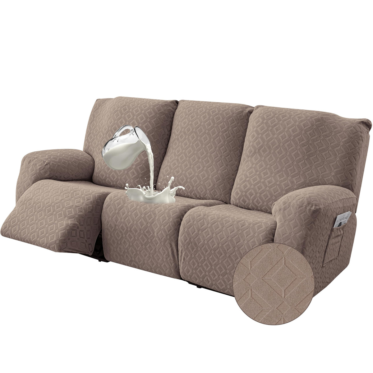 Genina Waterproof Recliner Loveseat Cover,2 Seat Couch Cover,Chocolate
