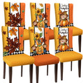 Chair Covers Set of 6 Dining Protector Stretch Autumn Pumpkin Scarecrow Maple Leaves Slipcovers Removable Washable for Dining Hotel Party Wedding