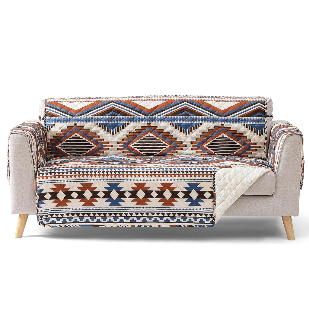 Patchwork Loveseat Covers for 2 Cushion Couch, Soft Quilted Couch Covers, Love Seat Couch Cover Pet Friendly for Sofa Couches, Washable Loveseat Slipcovers (Loveseat 48", Patchwork Red)