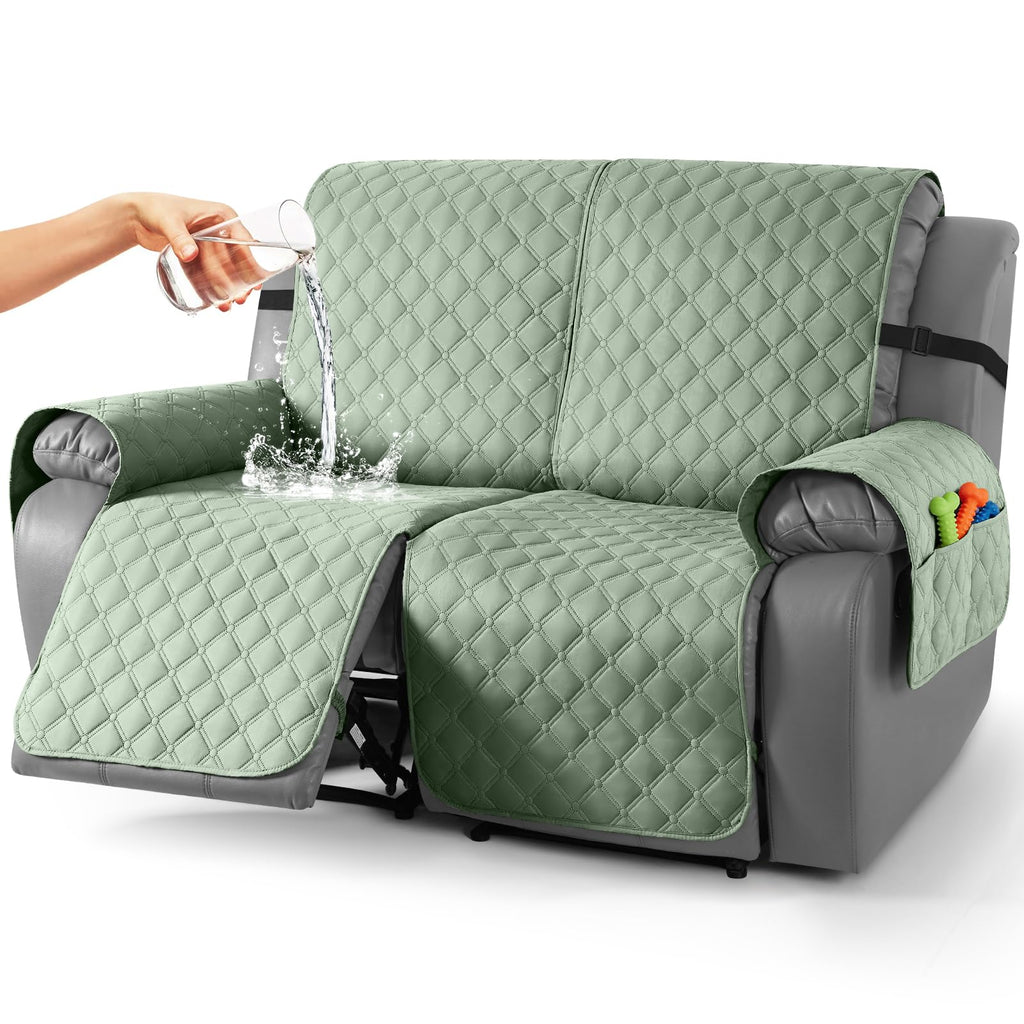 TAOCOCO 100% Waterproof Loveseat Recliner Covers Reversible, Charcoal Gray