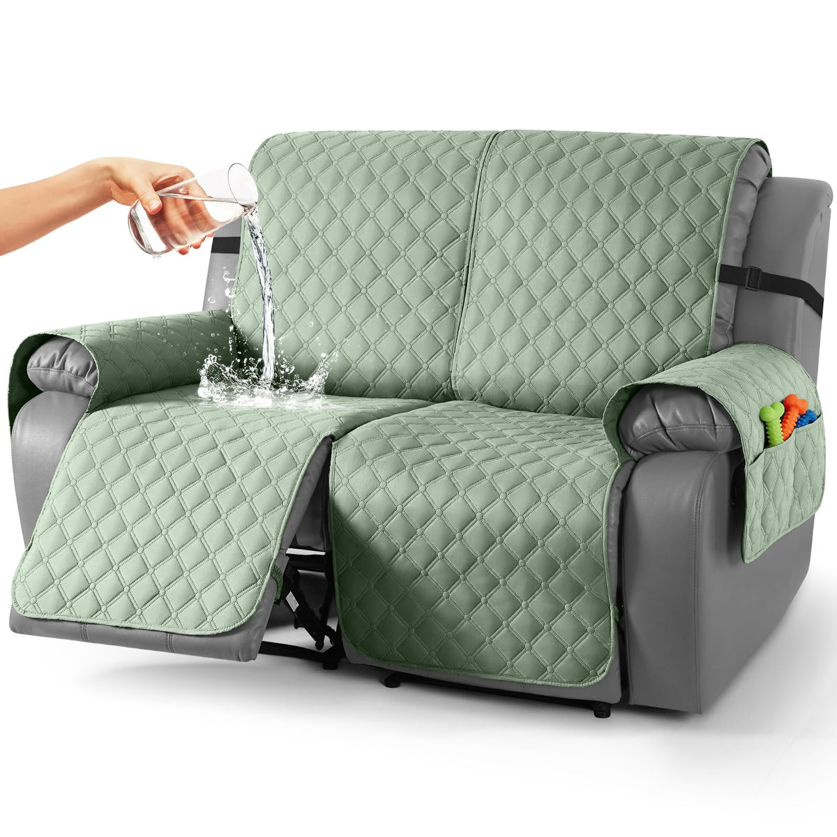TAOCOCO 100% Waterproof Loveseat Recliner Covers Reversible, Charcoal Gray
