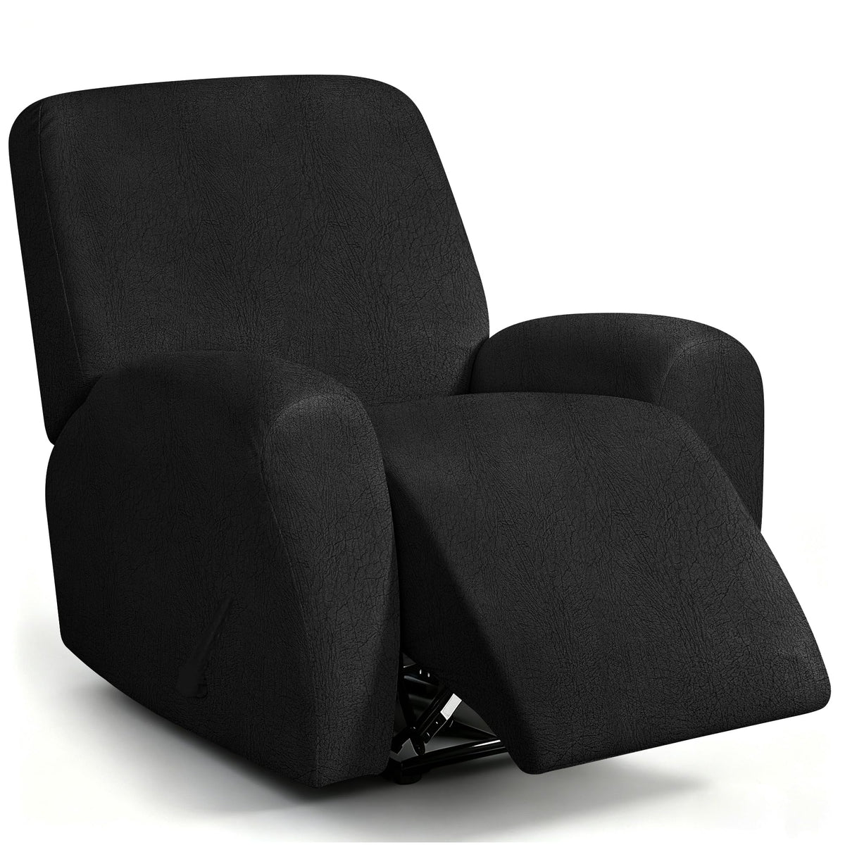 ANARACHON Leather Look Loveseat Recliner Cover, 6-Pieces Stretch Dual Recliner Sofa Covers, Soft Reclining Couch Slipcover, Washable Furniture Protector for Pets (2 Seater,256 Black)