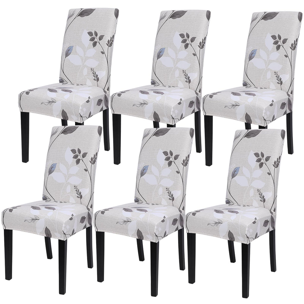 SearchI Chair Covers Slipcovers Set of 4, Spandex Super Fit Stretch Removable Washable Kitchen Parsons Protector for Dining Room,Hotel,Ceremony,Beige+Flowers