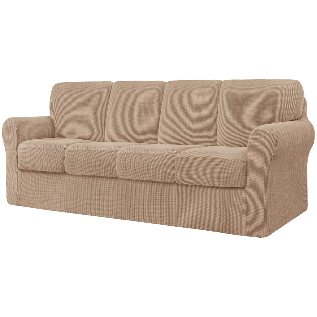 CHUN YI 5 Piece Stretch Couch Covers for Sofa, Loveseat, Grey