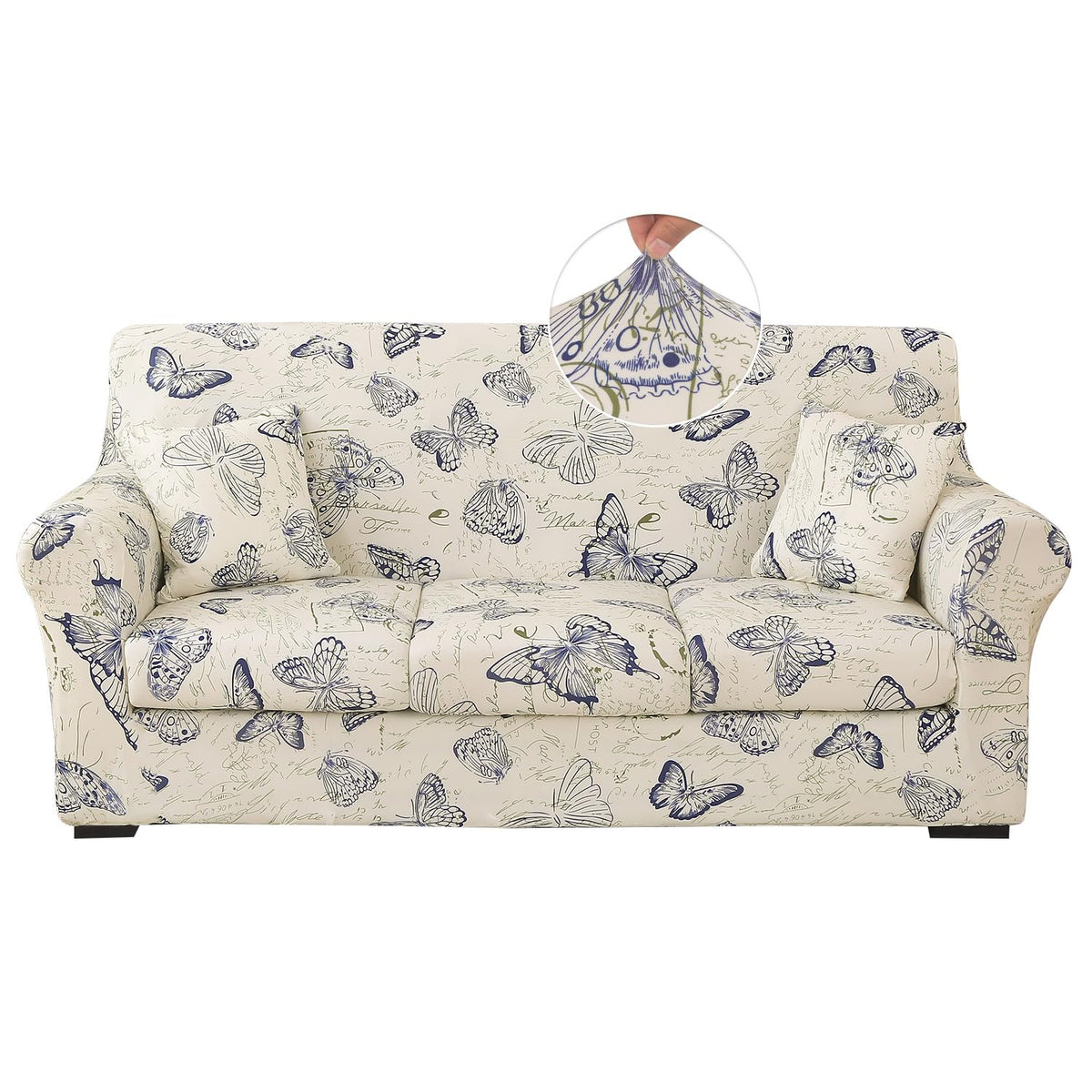 Stretch Printed Sofa Cover Couch Covers, 4-PieceLoveseat Slipcovers with 2 Separate Cushion Cover & 1 Pillow Case, Washable Soft Spandex Furniture Protector for Living Room(Loveseat, Flower)