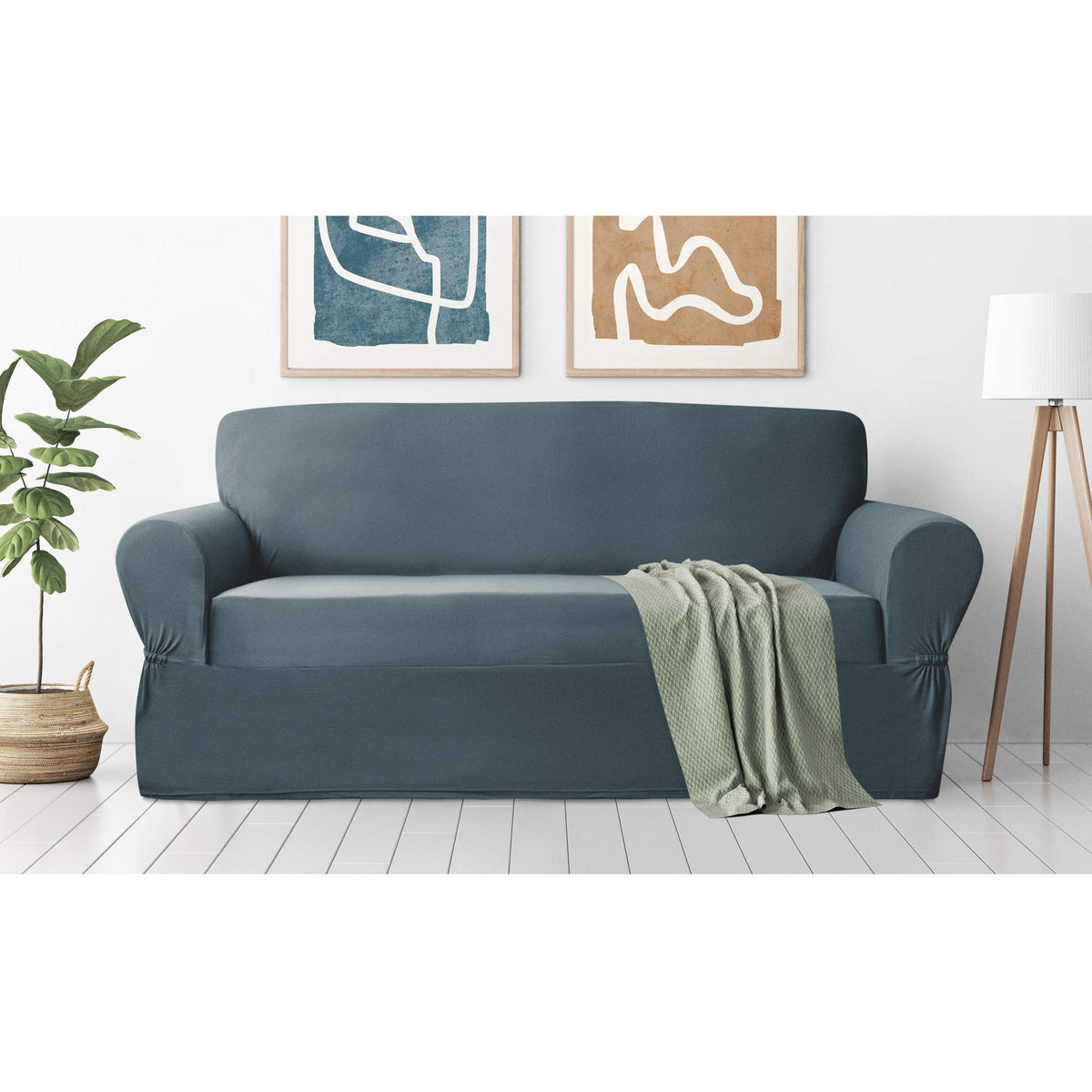 Zenna Home, Chocolate/Brown Furniture Cover: Stretch Plush 1-Piece Loveseat Slipcover (EFCLSTCH)