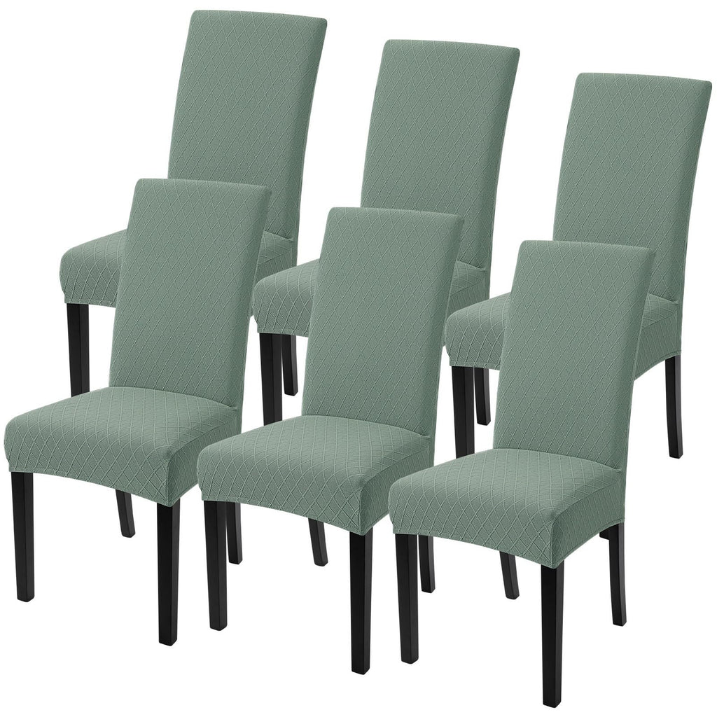 SearchI Dining Room Chair Covers Set of 6, Stretch Jacquard Parsons Chair Slipcovers Super Fit Removable Washable Kitchen Chair Protector Cover for Dining Room, Hotel, Ceremony (Beige Rhombus)