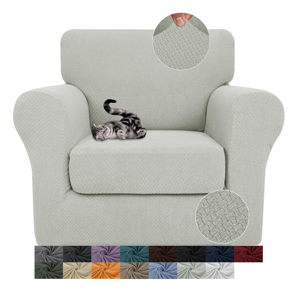 JIVINER 3 Pieces Stretch Couch Covers for 2 Cushion Couch Fitted Thick Loveseat Sofa Slipcover with 2 Seat Cushion Covers for Living Room Pet Dogs (Loveseat, Off White)