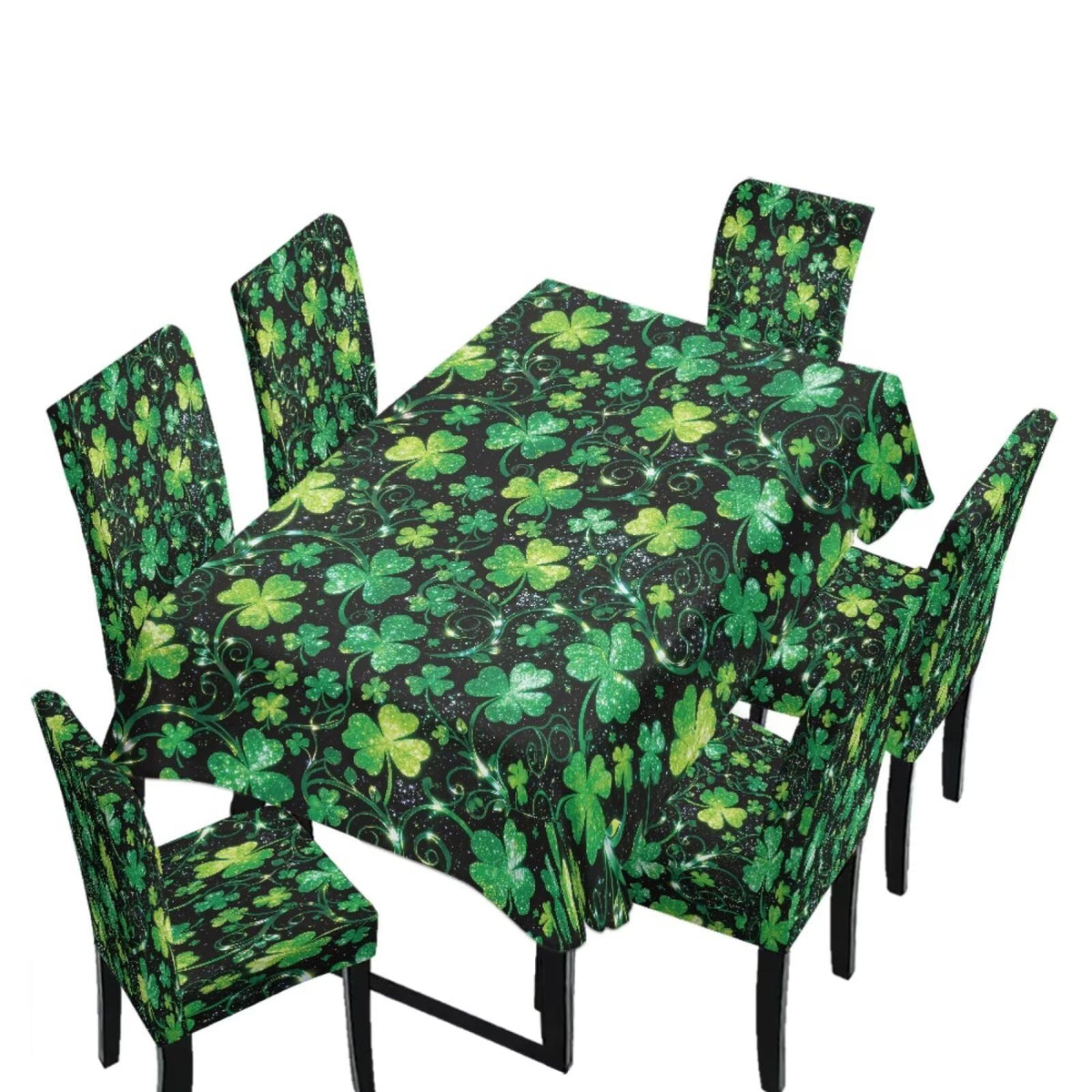 Dining Seat Slipcovers for Easter Decor Set of 7 Includes Tablecloths and Stretch Removable Dining Room Chair Covers Stain Resistant Table Protector, Easter Egg Love Heart Gnome Print